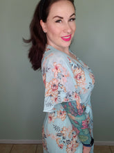 Load image into Gallery viewer, Blue Floral Faux Wrap Dress