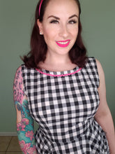 Load image into Gallery viewer, Beach Off Dress in Black Gingham
