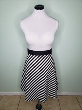 Load image into Gallery viewer, Josephine A Line Skirt in Black and White Stripe
