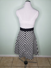 Load image into Gallery viewer, Josephine A Line Skirt in Black and White Stripe