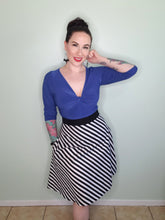 Load image into Gallery viewer, Josephine A Line Skirt in Black and White Stripe