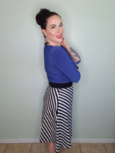 Load image into Gallery viewer, Josephine A Line Skirt in Black and White Stripe