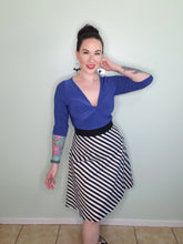 Load image into Gallery viewer, Josephine A Line Skirt in Black and White Stripe
