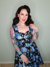 Load image into Gallery viewer, Catherine Dress in Blue Metallic Roses