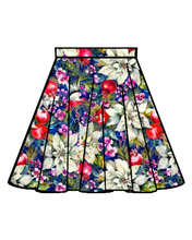 Load image into Gallery viewer, Holiday Penny Circle Skirt in White Poinsettia