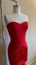 Load image into Gallery viewer, Speakeasy Fringe Dress in Red
