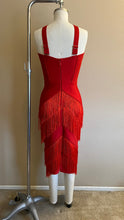 Load image into Gallery viewer, Speakeasy Fringe Dress in Red