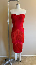 Load image into Gallery viewer, Speakeasy Fringe Dress in Red