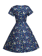 Load image into Gallery viewer, Patricia Navy Blue Dress in School Supplies Print