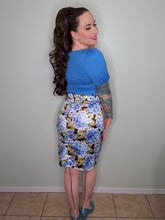 Load image into Gallery viewer, Selina Pencil Skirt in Blue Hydrangea