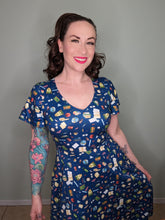 Load image into Gallery viewer, Patricia Navy Blue Dress in School Supplies Print