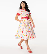 Load image into Gallery viewer, Unique Vintage Valentine Heart Print Venus Swing Dress - PRELOVED