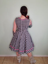 Load image into Gallery viewer, Beach Off Dress in Black Gingham