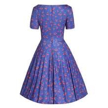 Load image into Gallery viewer, Brenda Blue Cherry Flared Dress