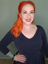 Load image into Gallery viewer, Frances Dress in Navy Glitter