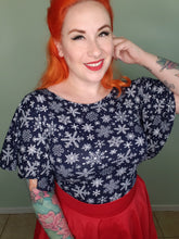 Load image into Gallery viewer, Valencia Top in Navy Snowflake