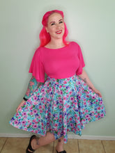 Load image into Gallery viewer, Holiday Penny Circle Skirt in White Poinsettia