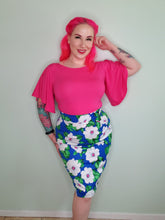 Load image into Gallery viewer, Selina Pencil Skirt in Blue Floral