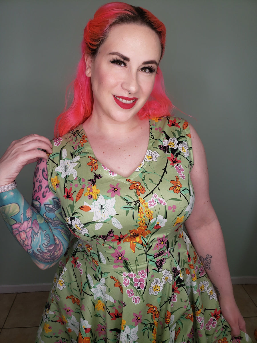 Tiffany Dress in Mint Butterfly Vivacious Vixen Apparel