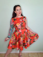 Load image into Gallery viewer, Audrey Dress in Orange Tropical Floral SALE