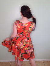 Load image into Gallery viewer, Audrey Dress in Orange Tropical Floral SALE