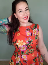 Load image into Gallery viewer, Audrey Dress in Orange Tropical Floral SALE