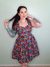 Load image into Gallery viewer, Caroline Mini Dress in Rainbow Pansy SALE