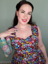 Load image into Gallery viewer, Caroline Mini Dress in Rainbow Pansy SALE