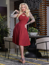 Load image into Gallery viewer, Stardust Lurex Swing Dress in Red