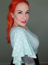 Load image into Gallery viewer, Valencia Top in Mint Heart Print