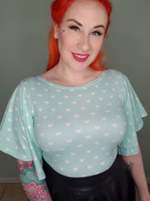 Load image into Gallery viewer, Valencia Top in Mint Heart Print