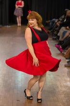 Load image into Gallery viewer, Cutie Pie Suspender Skirt in Red - Vivacious Vixen Apparel