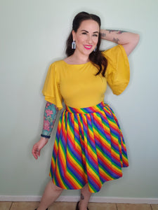 Gwendolyn Skirt in Rainbow Stripes