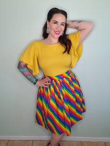 Gwendolyn Skirt in Rainbow Stripes