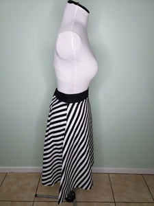 Josephine A Line Skirt in Black and White Stripe