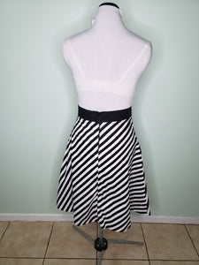Josephine A Line Skirt in Black and White Stripe