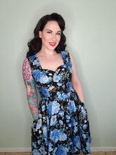 Load image into Gallery viewer, Catherine Dress in Blue Metallic Roses
