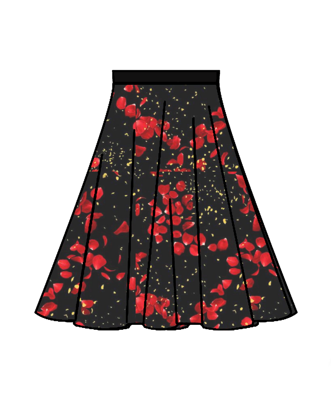 Holiday Annie 3/4 Circle Skirt in Rose Petals