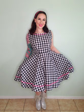 Load image into Gallery viewer, Beach Off Dress in Black Gingham
