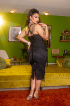 Load image into Gallery viewer, Speakeasy Fringe Dress in Black

