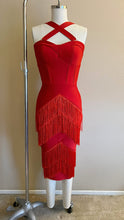 Load image into Gallery viewer, Speakeasy Fringe Dress in Red
