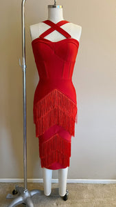 Speakeasy Fringe Dress in Red