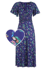 Load image into Gallery viewer, Donna Crossover Dress in Purple Peacock
