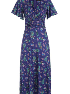 Donna Crossover Dress in Purple Peacock