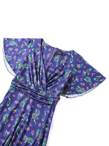 Donna Crossover Dress in Purple Peacock