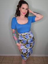 Load image into Gallery viewer, Selina Pencil Skirt in Blue Hydrangea
