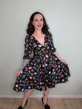 Load image into Gallery viewer, Franny Dress in Cosmic Tarot Print Glow in The Dark
