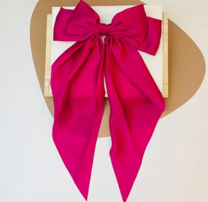 Satin Hair Bow Dark Pink