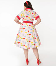 Load image into Gallery viewer, Unique Vintage Valentine Heart Print Venus Swing Dress - PRELOVED
