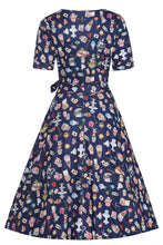 Load image into Gallery viewer, Matilda Navy Blue Wonderland Wrap Dress
